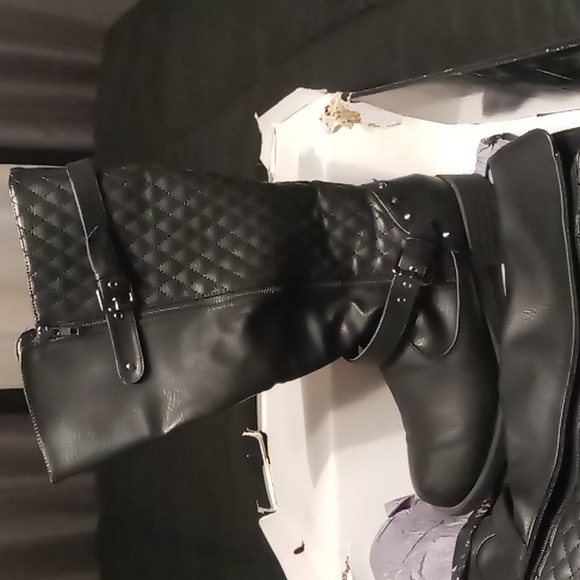 Size 12 Torrid Black Biker Boots - Picture 2 of 4